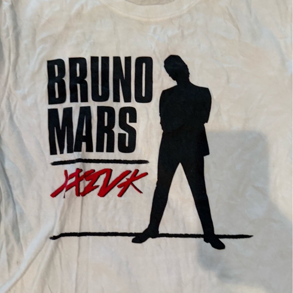 Bruno Mars 24K  White Graphic Tee with Black Silhouette - Picture 2 of 6